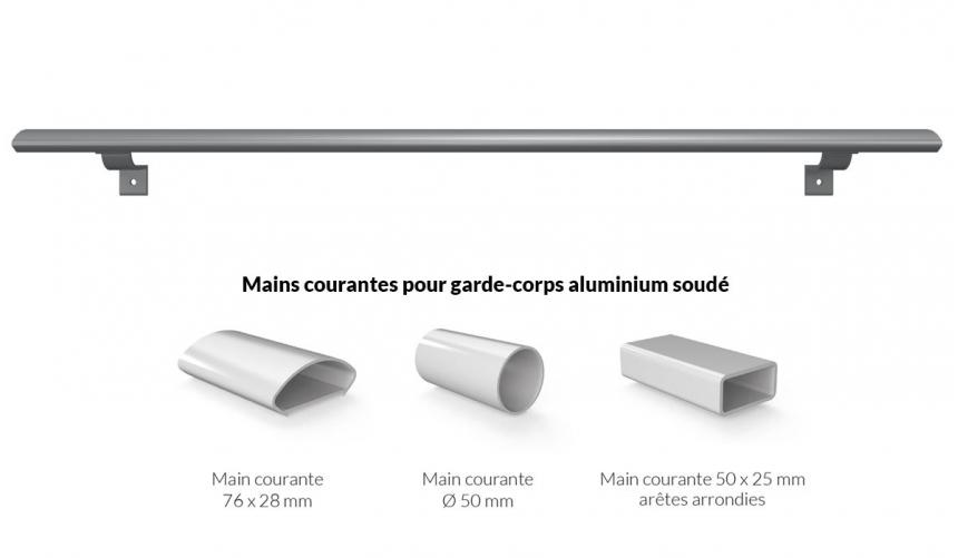 Main courante alu soudé modèle 40