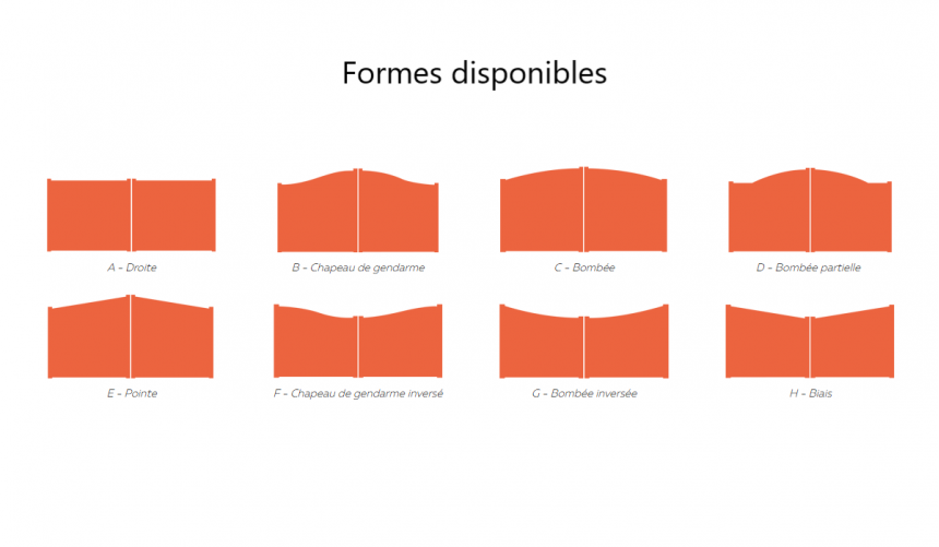 Portail alu Clos de la Roche formes disponibles