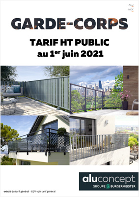 Tarifs 2021 garde-corps Aluconcept